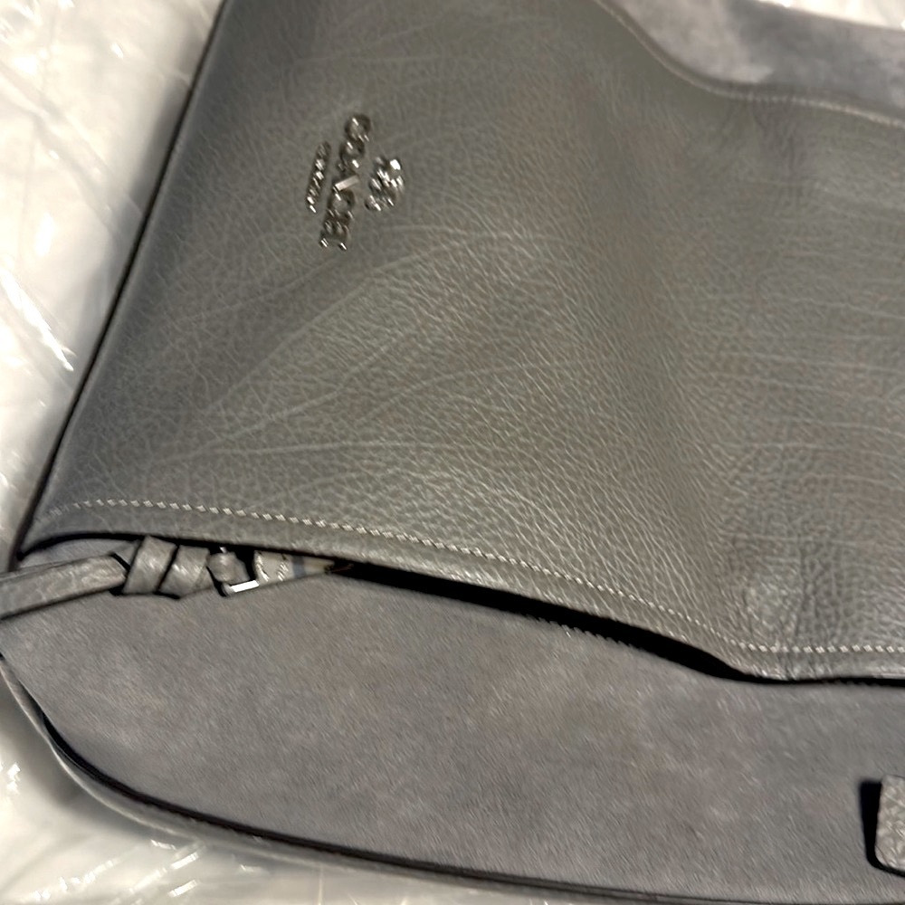 Coach XLMarlow Bag 11x13 Pebble leather & suede Heather Gray .NWT - Picture 15 of 16